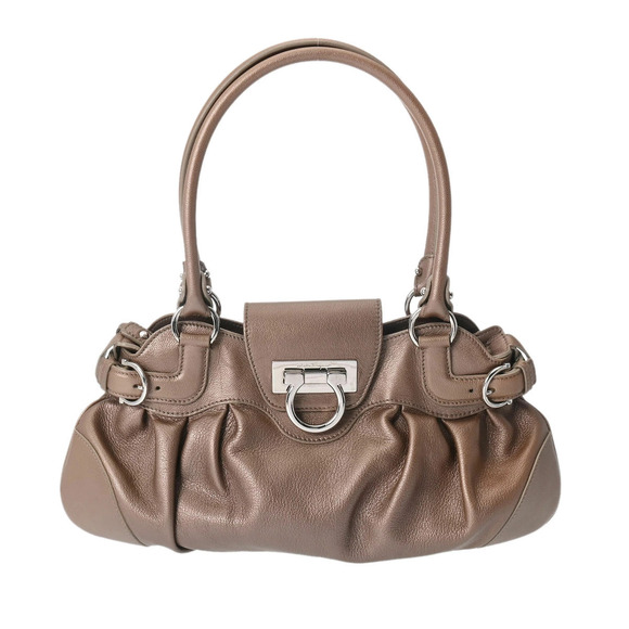 Salvatore Ferragamo Handbags - SALVATORE FERRAGAMO Marissa Gancini Bron White Leather Handbag